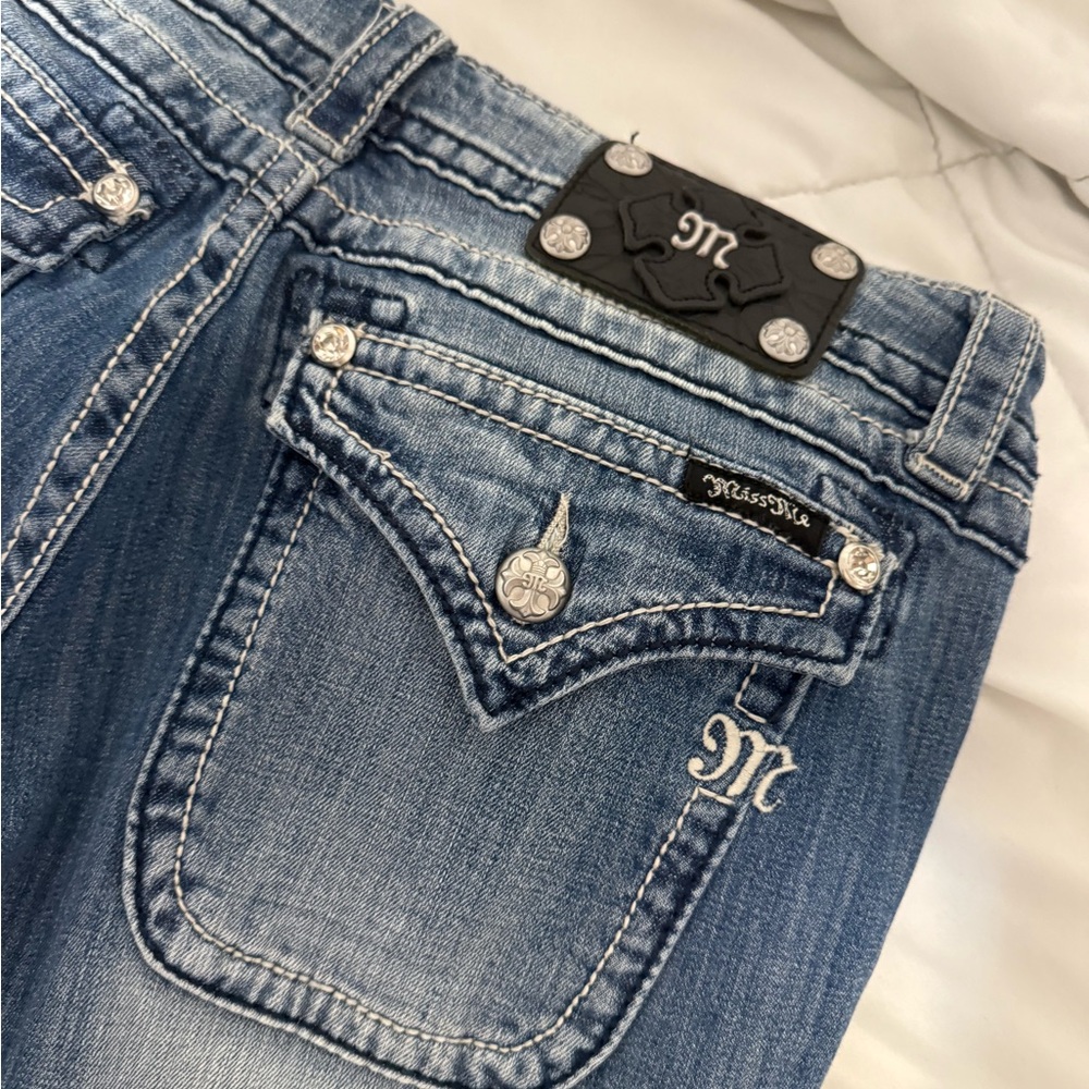 Miss Me Distressed Denim Jeans with Embellished Pockets